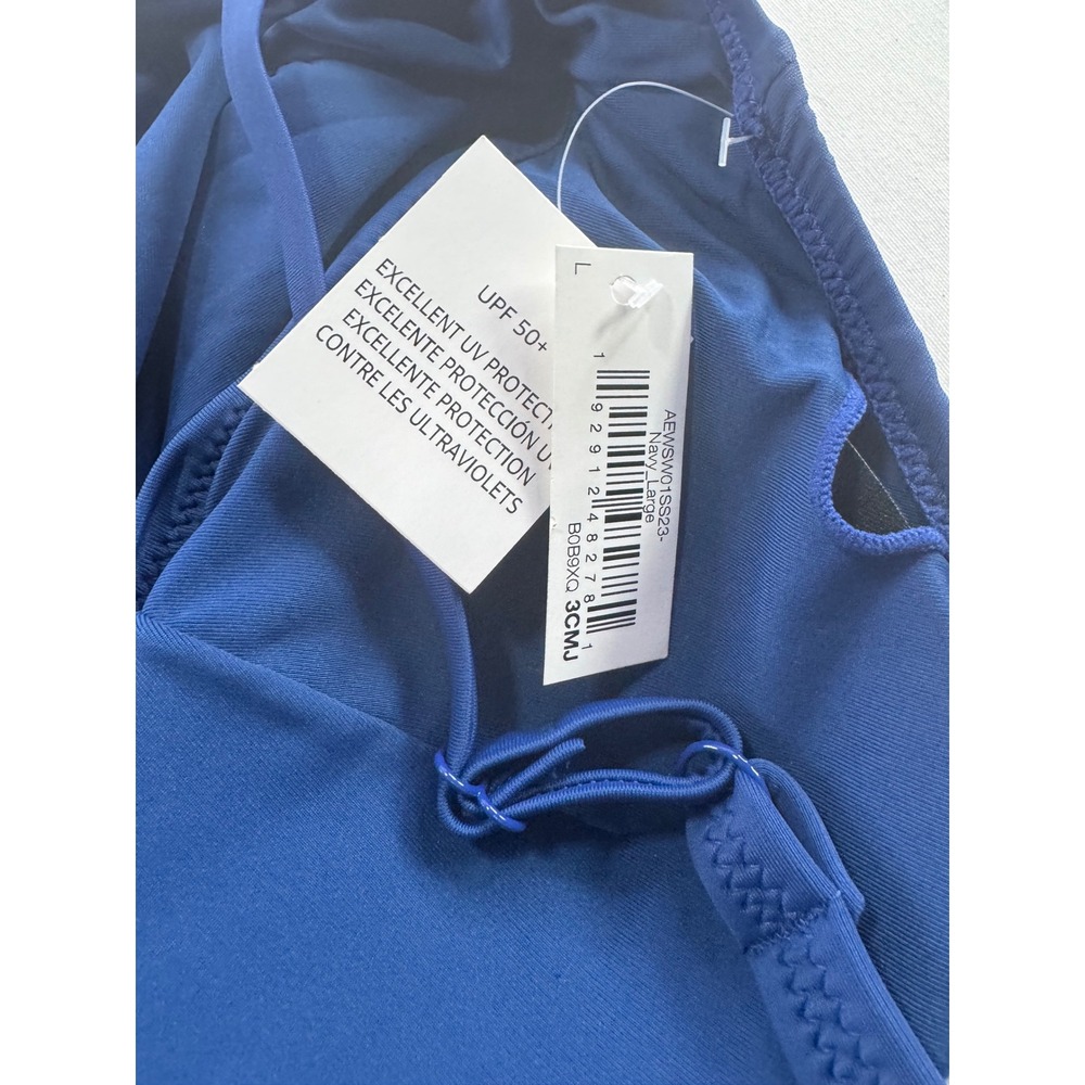 Amazon Essentials Womens‎ One Piece Swimsuit Size L Navy Blue V-Neck Ruched New - Picture 9 of 9